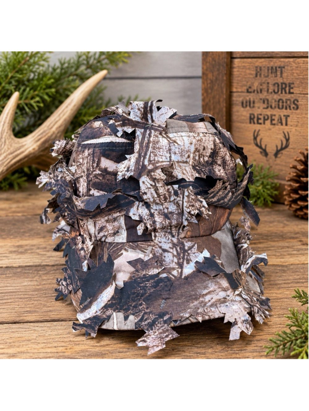 OLE 3D Leafy Camo Hunting Cap One Size Woodland Camouflage Outdoor Hat